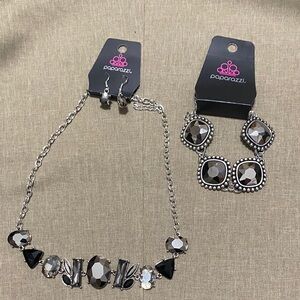 Paparazzi Silver and Black Necklace Set